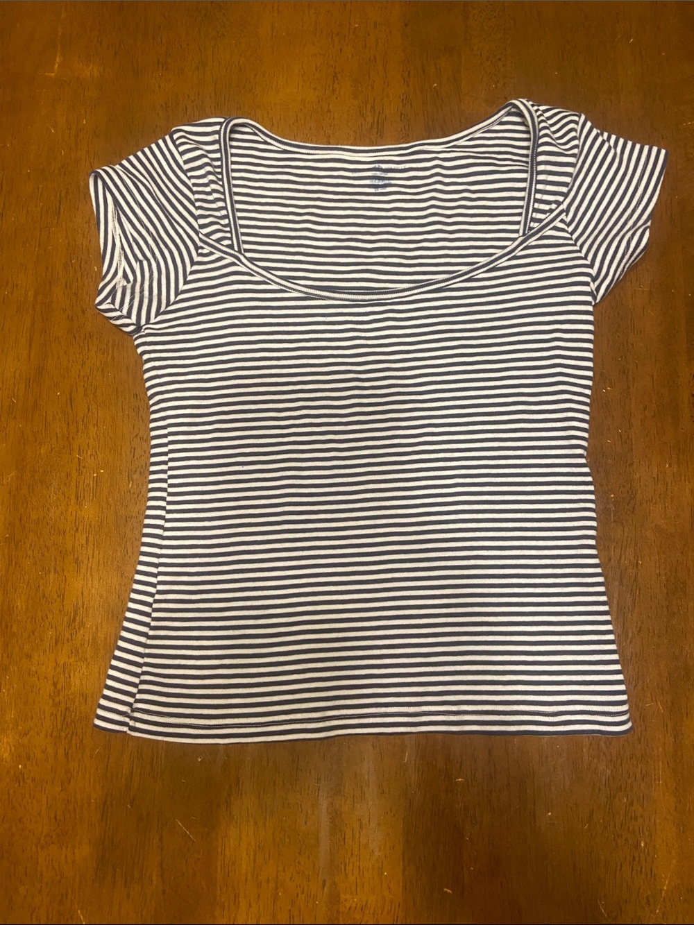 Brandy Melville Blue & White Striped Scoop Tee